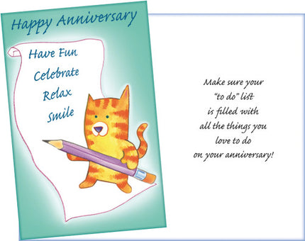 Anniversary Greeting Card - Happy Anniversary, Have Fun, Celebrate, Relax, Smile