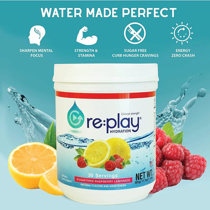 Hydration Health Products re:play Raspberry Lemonade, 30 Servings