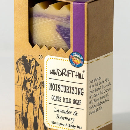 Windrift Hill Moisturizing Goat Milk Soap, Lavender & Rosemary Shampoo & Body Bar