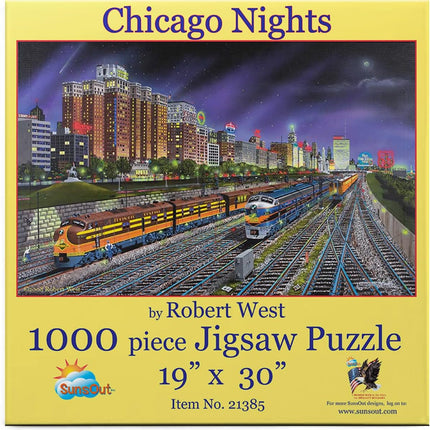 SunsOut 21385 Chicago Nights by Robert West, 1000-piece Jigsaw Puzzle