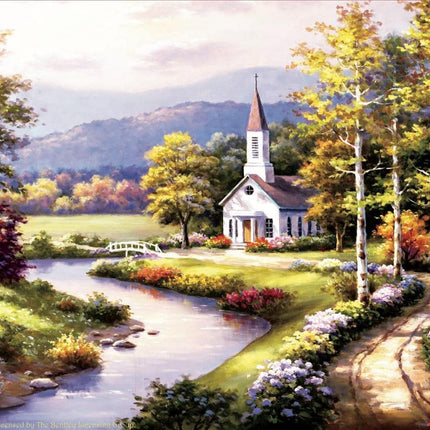 SunsOut 40056 Country Chapel by Sung Kim, 1000-piece Jigsaw Puzzle