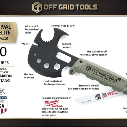 Off Grid Tools OGT Survival Axe Elite, Green