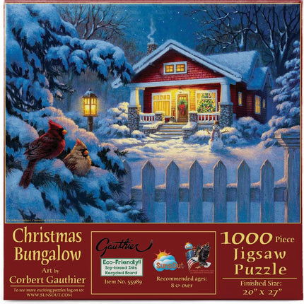 SunsOut 55989 Christmas Bungalow by Corbert Gauthier, 1000-piece Jigsaw Puzzle