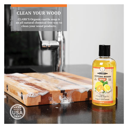 CLARK'S Cutting Board Soap, Orange & Lemon Scented