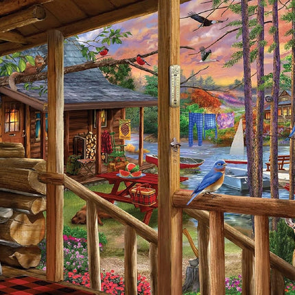 SunsOut 31937 At The Cabins by Bigelow Illustrations, 1000-piece Jigsaw Puzzle