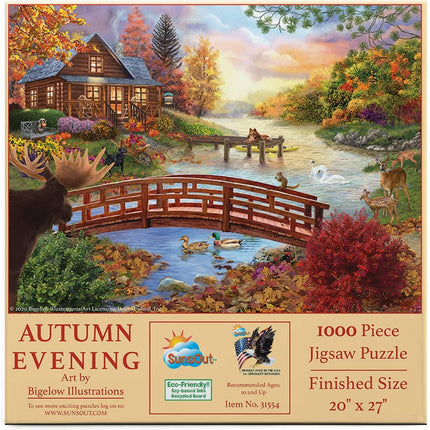 SunsOut 31554 Autumn Evening by Bigelow Illustrations, 1000-piece Jigsaw Puzzle