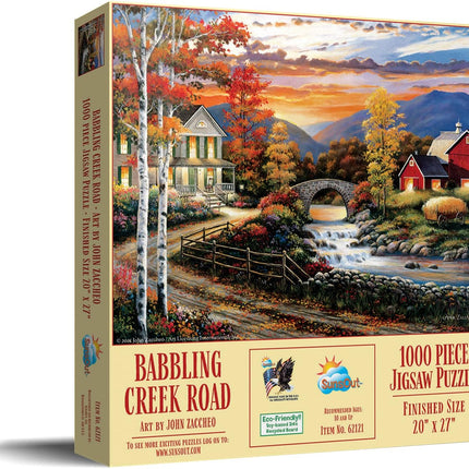 SunsOut 62121 Babbling Creek Road by John Zaccheo, 1000-piece Jigsaw Puzzle