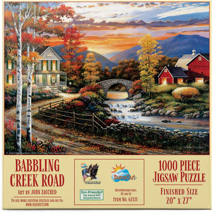 SunsOut 62121 Babbling Creek Road by John Zaccheo, 1000-piece Jigsaw Puzzle