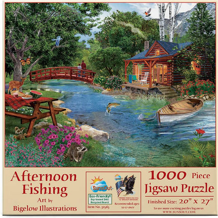 SunsOut 31565 Afternoon Fishing by Bigelow Illustrations, 1000-piece Jigsaw Puzzle