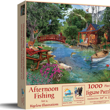 SunsOut 31565 Afternoon Fishing by Bigelow Illustrations, 1000-piece Jigsaw Puzzle