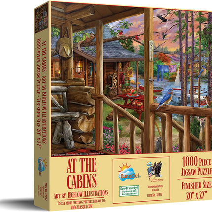 SunsOut 31937 At The Cabins by Bigelow Illustrations, 1000-piece Jigsaw Puzzle