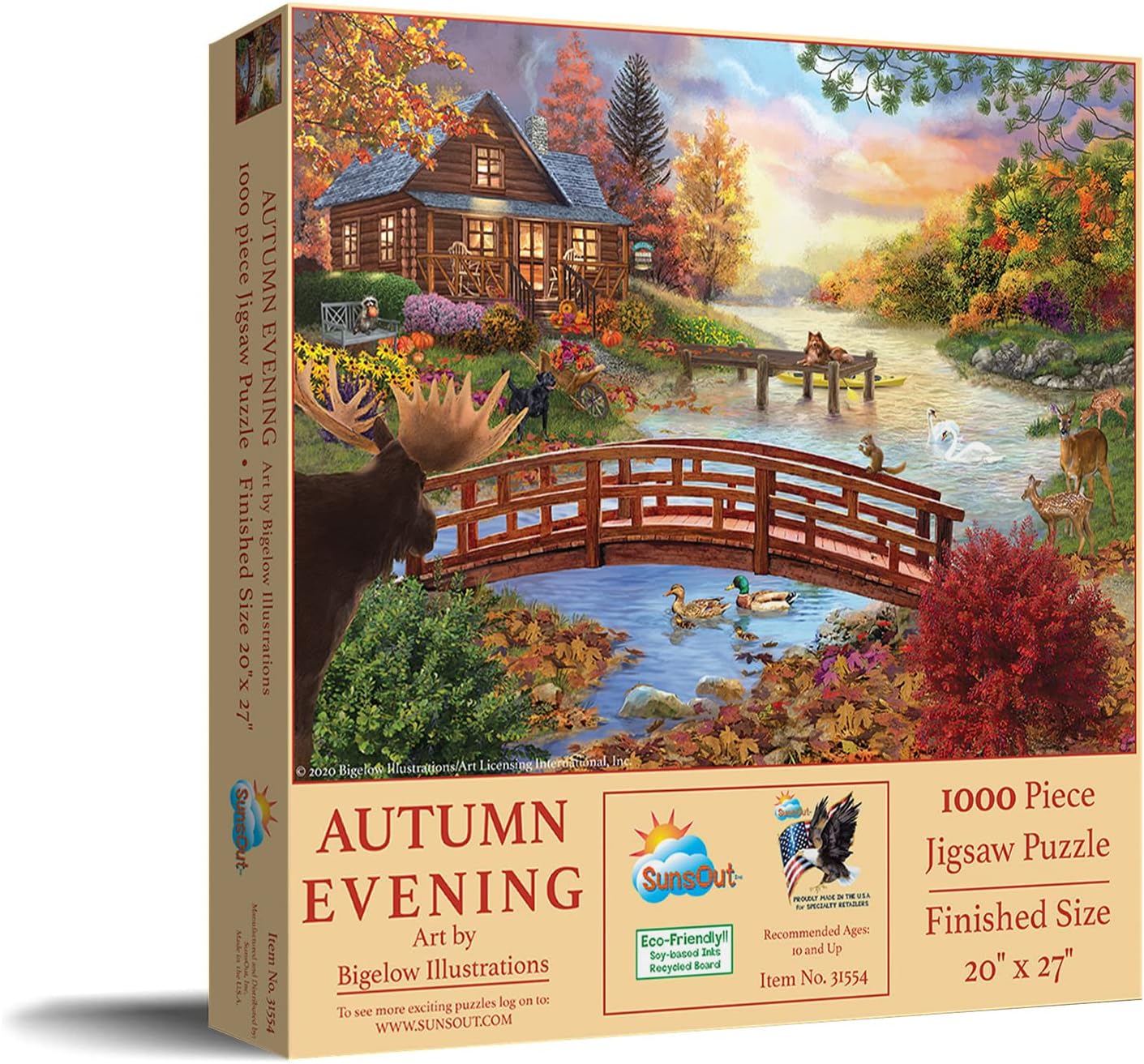 SunsOut 31554 Autumn Evening by Bigelow Illustrations, 1000-piece