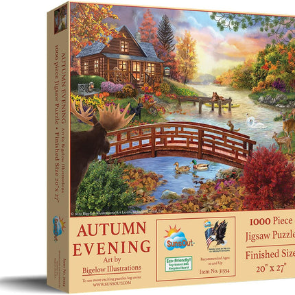 SunsOut 31554 Autumn Evening by Bigelow Illustrations, 1000-piece Jigsaw Puzzle