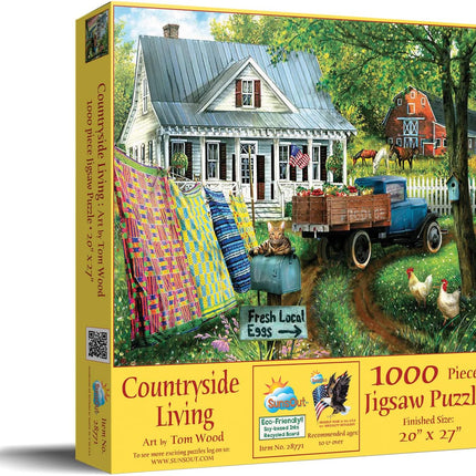 SunsOut 28771 Countryside Living by Tom Wood, 1000-piece Jigsaw Puzzle