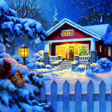 SunsOut 55989 Christmas Bungalow by Corbert Gauthier, 1000-piece Jigsaw Puzzle