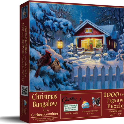 SunsOut 55989 Christmas Bungalow by Corbert Gauthier, 1000-piece Jigsaw Puzzle