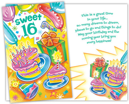 Birthday Card - Happy 16th Birthday, Sweet 16