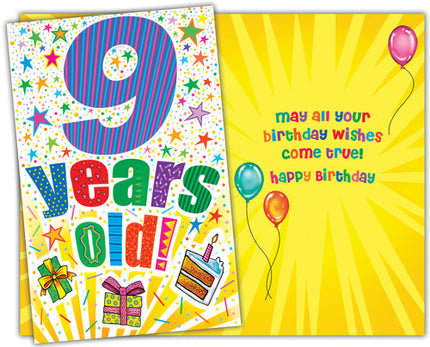 Birthday Card - Happy 9th Birthday, 9 Years Old