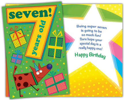 Birthday Card - Happy 7th Birthday, Seven Years Old