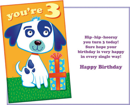 Birthday Card - Happy 3rd Birthday, You're 3