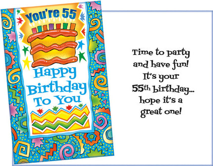 Birthday Card - Happy 55th Birthday, You're 55 Happy Birthday to You