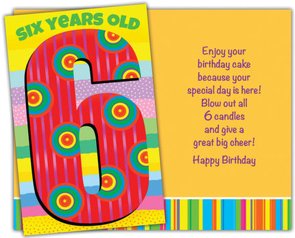 Birthday Card - Happy 6th Birthday, Six Years Old