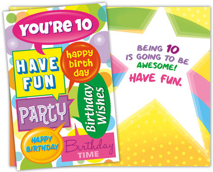 Birthday Card - Happy 10th Birthday, You're 10