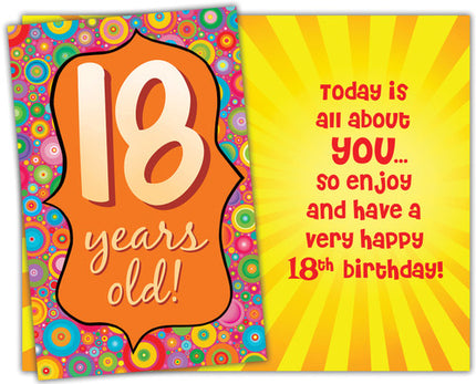 Birthday Card - Happy 18th Birthday, 18 Years Old