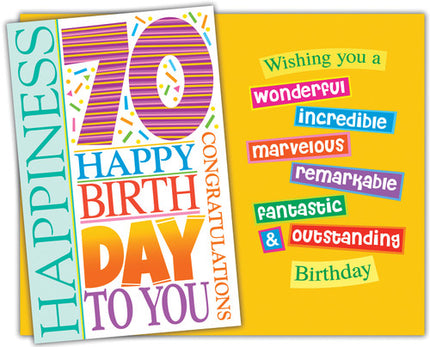 Birthday Card - Happy 70th Birthday, 70 Happy Birthday to You