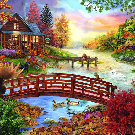 SunsOut 31554 Autumn Evening by Bigelow Illustrations, 1000-piece Jigsaw Puzzle