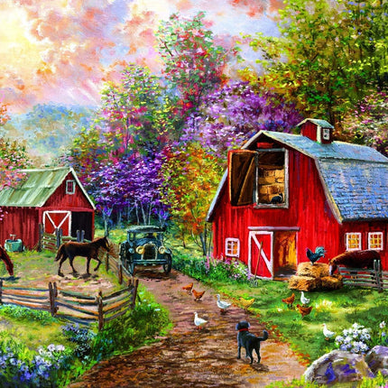 SunsOut 19163 Barnyard Visit by Nicky Boehme, 1000-piece Jigsaw Puzzle