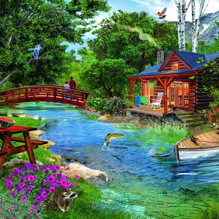 SunsOut 31565 Afternoon Fishing by Bigelow Illustrations, 1000-piece Jigsaw Puzzle