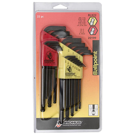 Bondhus 20199 13-piece Standard & 9-piece Metric Ball-End L-Wrench Set with ProGuard™ Finish