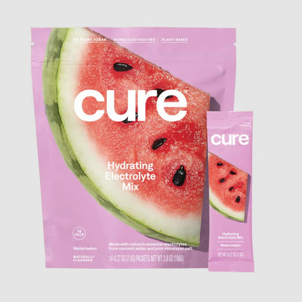 Cure Hydration Hydrating Electrolyte Mix, Watermelon Flavor, Contains 14 Packets