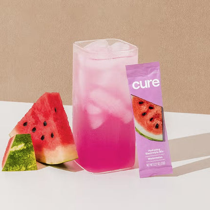 Cure Hydration Hydrating Electrolyte Mix, Watermelon Flavor, Contains 14 Packets