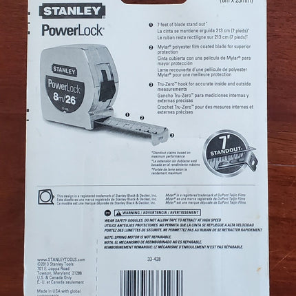 Stanley 33-428 8m-26' PowerLock Tape Measure