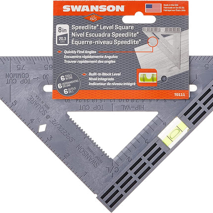 Swanson Tool T0111 Speedlite Level Square (8-in, gray)